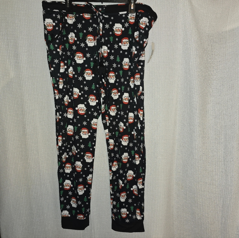 No Boundaries Santa Toss Print Sueded Joggers sz. 3XG XXXL Elastic Cuffs/Waist